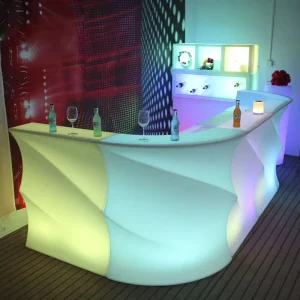 Plastic LED Illuminated Bar Counter Commercial Luminous Cocktail Table LED Glow Bar Counter Portable