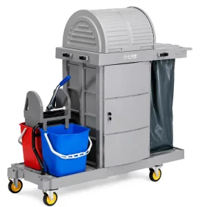 Plastic Multifunctional Cleaning Trolley Cart for Hotels Restaurants Janitorial Service Compartment Hotel Restaurant
