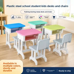 Plastic School Desk Chair Set Factory Direct Stackable Lightweight Classroom Furniture K 12 Height Adjustable