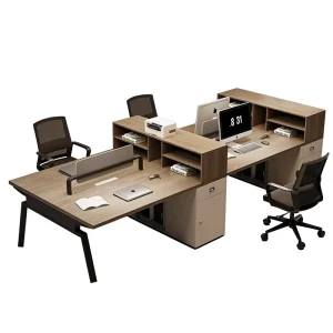 Plastic Staff Desk and Chair Set Japanese Style Minimalist Modern Office Six-Seat Cubicle Commercial Furniture