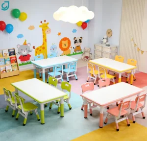 Plastic Table and Chair Set for Kindergarten Kids Colorful School Furniture Study Table and Chair for Sale