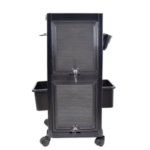 Plastic Tray Trolley for Beauty Salon Multi layer Storage Portable Tool Cart Hair Salon Black Trolley
