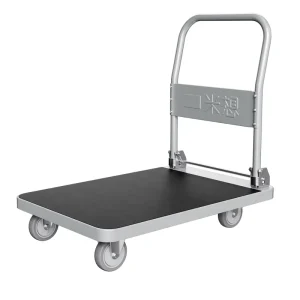 Platform Push Cart Four Wheel Folding Cargo Trolley Movable Durable Warehouse Hotel Use Nylon Plastic Tools Caster Wheels