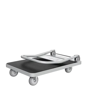 Platform Push Cart Four Wheel Folding Cargo Trolley for Warehouse Hotel Use Nylon Plastic Hot Dip Galvanized Caster Wheels