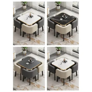 Plywood Modern Minimalist Foldable 4-Seater Negotiation Table Chair Combination Restaurant Furniture Set for Commercial Premises