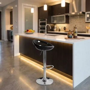 Pneumatic Cylinder Hollow Out Bar Stool High Gloss Scoop Seat SGS Certified Swivel Base Footrest for Kitchen Counter Pub