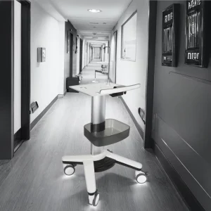 Pneumatic Height Adjustable Hospital Medical Cart for ECG Machines Hotel Living Room Use 800 1050mm Aluminum Alloy