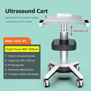 Pneumatic Lift Medical Ultrasound Trolley B ultrasound Color Doppler Cart Trolley Medical Trolley BMA-102C-PL