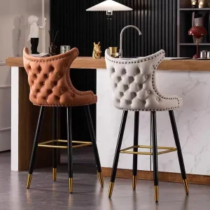 Popular American Style Solid Wood Stainless Steel Hand Made Leisure Nordic Creative Fashion High Bar Chair Bar Stool BC004