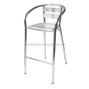Popular Cafe Garden Pub Big Size Anodizing Kitchen High Bar Stool Aluminum Bar Chair