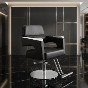 Popular Durable Reclining Ergonomic Stainless Steel 360 Degree Rotation Height Adjustable Barber Chair for Women Beauty Salon