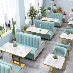 Popular Leather Restaurant Booth Seating Modern Chair and Table Dining Canteen Lounge Sofa Booth for Restaurant