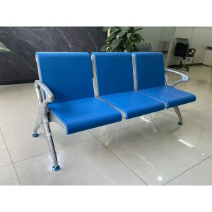 Popular Modern Metal 3 seater Hospital Visitor Airport Waiting Chair with PU Leather Seating for Outdoor Use