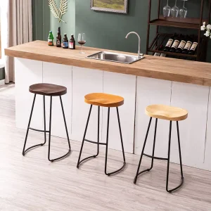 Popular Nordic Modern Iron Wood Bar Chair Industrial Wind Home Cafe Bar High Bar Stool