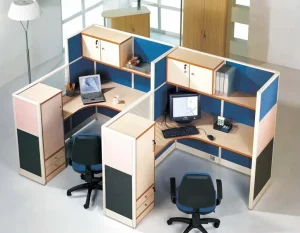 Popular Small Office Cubicles With Overhead Cabinet and Shelves