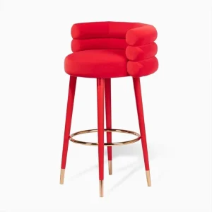 Popular Velvet High Bar Stools With Stainless Steel Legs Upholstery Design Bar Chair Home Decor