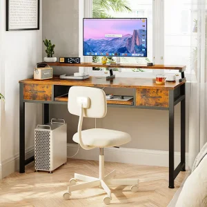 Portable 2-Person Work Computer Desk with Drawer Storage for Office Staff for Notebook & Staff Card Organization