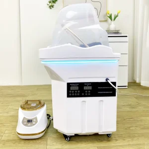 Portable 60L Water Tank for Barber with White Spa Washing Basin Movable Hair Salon Furniture with Water Circulation