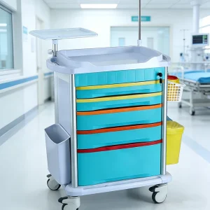 Portable Aluminum Alloy 5 Drawer Castor Trolley for Hotel Emergency Medical Care