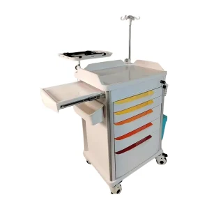 Portable Aluminum Medical Trolley Cart with 2 Year Warranty White Blue Color for Hospital Emergency Use
