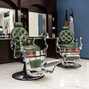 Portable Barber Salon Chair Green Black Hydraulic Pump 360Degree Rotation Professional Hairdressing Beauty Salon Workshop Modern