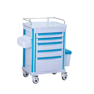 Portable First Aid Cart Aluminum Alloy ABS Plastic Hospital Furniture Multi-Function Durable 5 Drawers Central Lock for Hospital