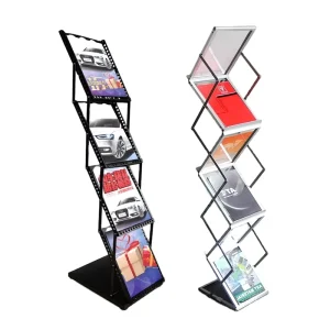 Portable Foldable Metal A4 Size Exhibition Show Catalogue Magazine Promotion Floor Display Stand