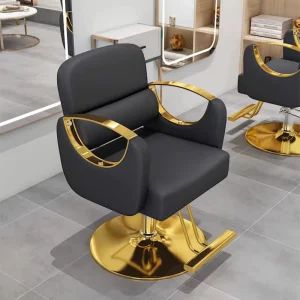 Portable Gold Luxury Barber Chair for Barbershop and Beauty Salon Swivel Reclining Foldable Salon Furniture