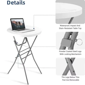 Portable HDPE Plastic Folding White Bar Table for Bar Use