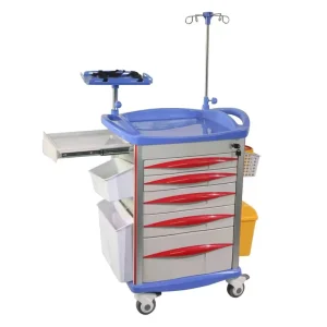 Portable Hospital ABS Emergency Trolley Quiet Universal Nursing Trolley Made of Durable Plastic Drawer Trolley