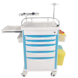 Portable Hospital Emergency Crash Drawer Trolley Durable Plastic Locking