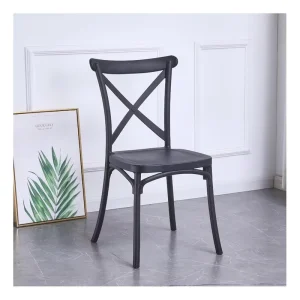 Portable Hotel Luxury Modern PP Black Dining Wedding Chair Cross Back Events Chair Restaurant Apartment Use