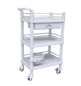 Portable Medical Grade Rolling Cart with ABS Wheels 50kg Load Capacity Storage Trolley Hospital Clinic Use 1 Year Warranty