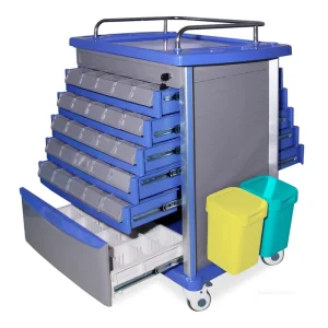 Portable Medical Trolley with Wheels ABS Plus Aluminum Alloy Column Drawer Hospital Medicine Cart Furniture