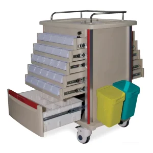 Portable Medical Trolley with Wheels ABS Plus Aluminum Alloy Column Drawer Hospital Medicine Cart Furniture