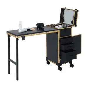 Portable Metal Nail Table Manicure Beauty Salon Modern Multifunctional Makeup Trolley Case Pink Nail Desk Salon Furniture Set