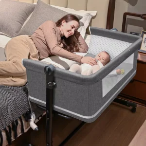 Portable Metal Playpen Crib Foldable Attachable Large Bed Compact European Style Baby Bed Infant Rocker Changing Table for