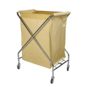 Portable Modern Foldable Stainless Steel Hotel Housekeeping Linen Handcart 4 Swivel Wheels Silent Design Hotel Trolley
