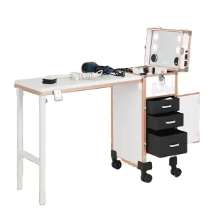 Portable Nail Table Manicure Desk Set with LED Light for Studio Manicure Workstation Salon
