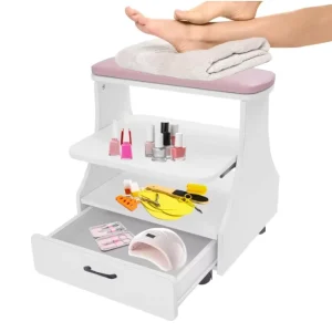 Portable Pedicure Foot Rest Stool With Wheels for Manicure and Foot Bath Mobile Beauty Furniture With Storage for Spa Salon Use