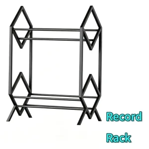 Portable Record Rack Detachable Design Powder Coated Storing LPs Books Magazines Living Room Workshop Metal Iron Double Tier