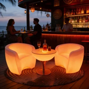 Portable Remote Control Colors Changing LED Illuminated Bar Table and Chair Outdoor Event Party Club Bar LED Furniture