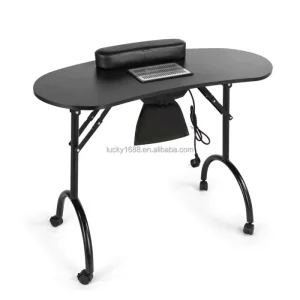 Portable Salon Furniture Foldable Mobile Metal Manicure Table Nail Desk with Vacuum Cleaner