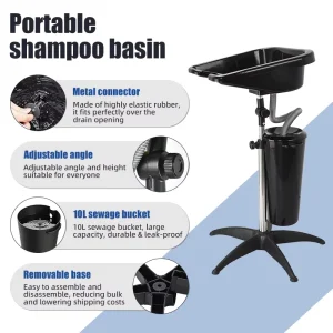 Portable Salon Shampoo Basin Hair Washing Backwash Bowl Hairdressing Equipment