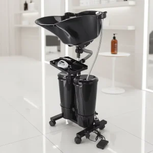 Portable Shampoo Basin Plastic Shampoo Unit with Tray Portable Salon Sink with Adjustable Basin Height for Home Salon Use