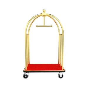 Portable Stainless Steel Hotel Luggage Cart Convenient Handcart for the Hotel Lobby