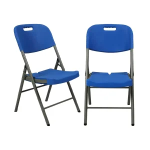 Portable White Folding Chairs Blue Camping Plastic Folding Chairs