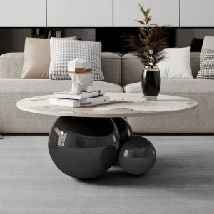 Postmodern Modern Luxury Stainless Steel Metal Gold Silver or Black Living Room Round Coffee Table for Hotel Furniture