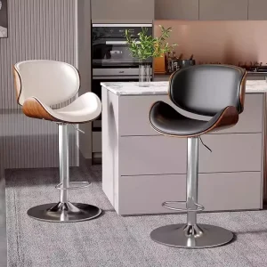 Postmodern Nordic Gold Luxury Bar Stool Tall Back Velvet Metal Eco friendly Hotel Bedroom Living Room Dining Bar Stool