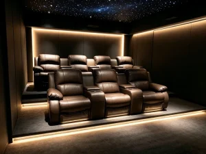Power Recliner Home Theater Seating Modular Cattle Hide Electric Cinema Sofa Set With Cup Holder USB for Private Movie Room